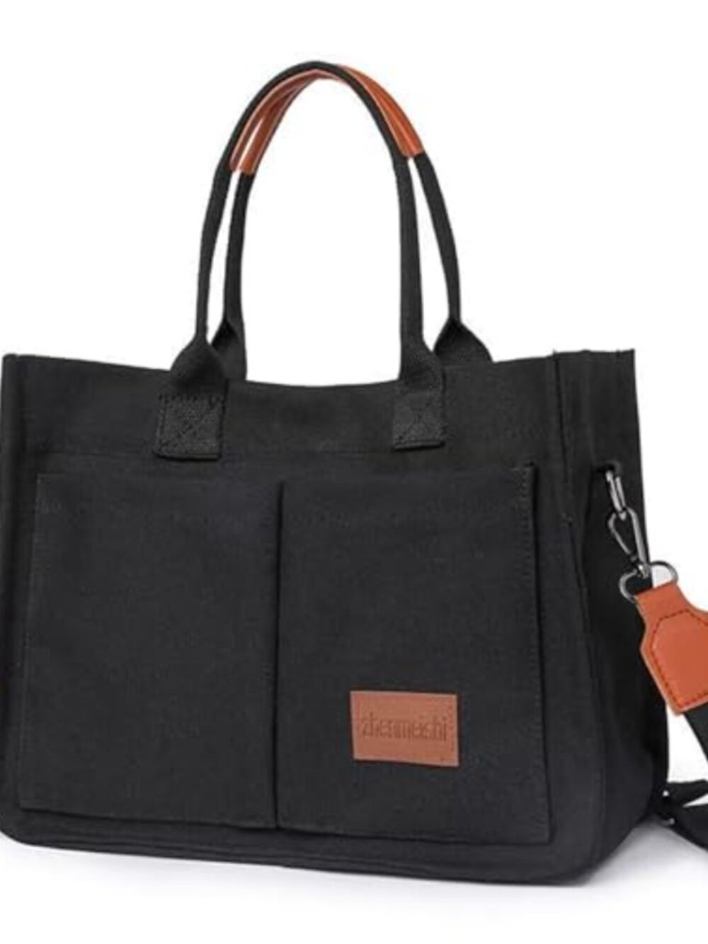 Water-Resistant Canvas Tote Bag with Pockets Large Crossbody Satchel for Women